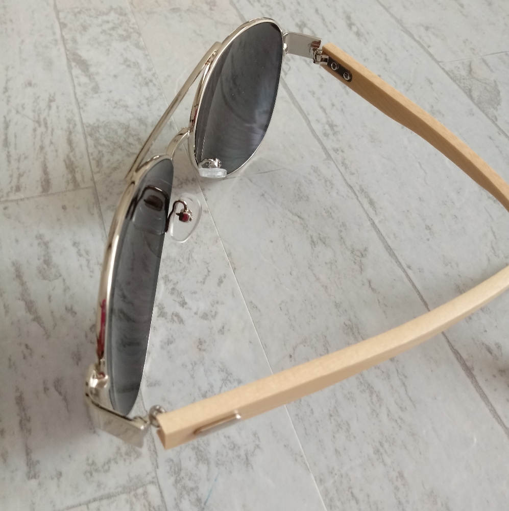 NEW GENUINE BAMBOO POLARIZED AVIATOR SUNGLASSES - Picture 5 of 9